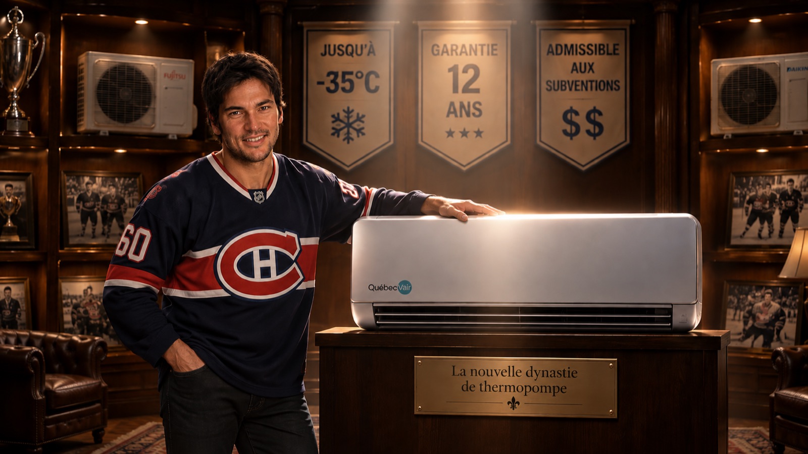 La thermopompe sur son piédestal